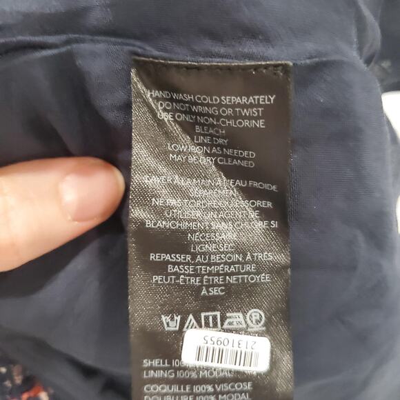 Anthropologie Skirt Womens Small Navy Floral Ruffle Tiered Smocked Fairy Grunge - Picture 6 of 9